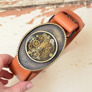 Steampunkový opasek / pásek - kožený l